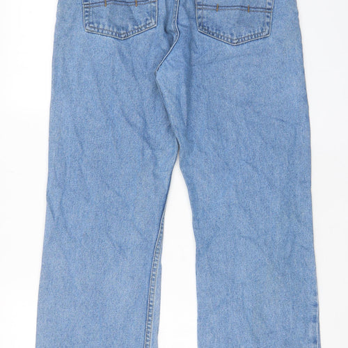 Marks and Spencer Mens Blue Cotton Straight Jeans Size 32 in L29 in Regular Zip - Short Leg