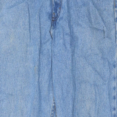 Marks and Spencer Mens Blue Cotton Straight Jeans Size 32 in L29 in Regular Zip - Short Leg