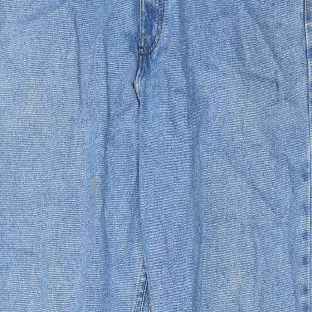 Marks and Spencer Mens Blue Cotton Straight Jeans Size 32 in L29 in Regular Zip - Short Leg