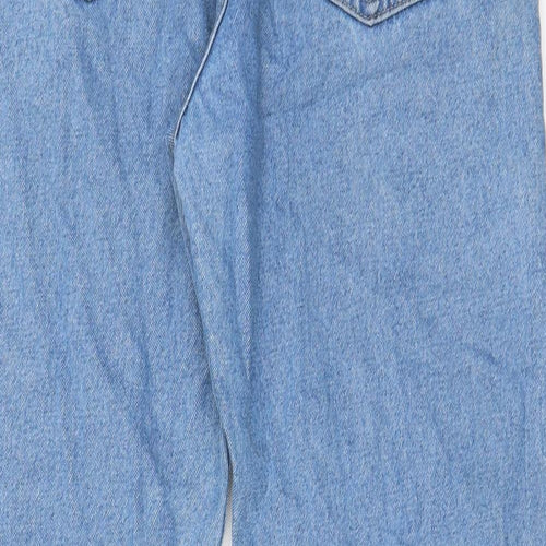 Marks and Spencer Mens Blue Cotton Straight Jeans Size 32 in L29 in Regular Zip - Short Leg