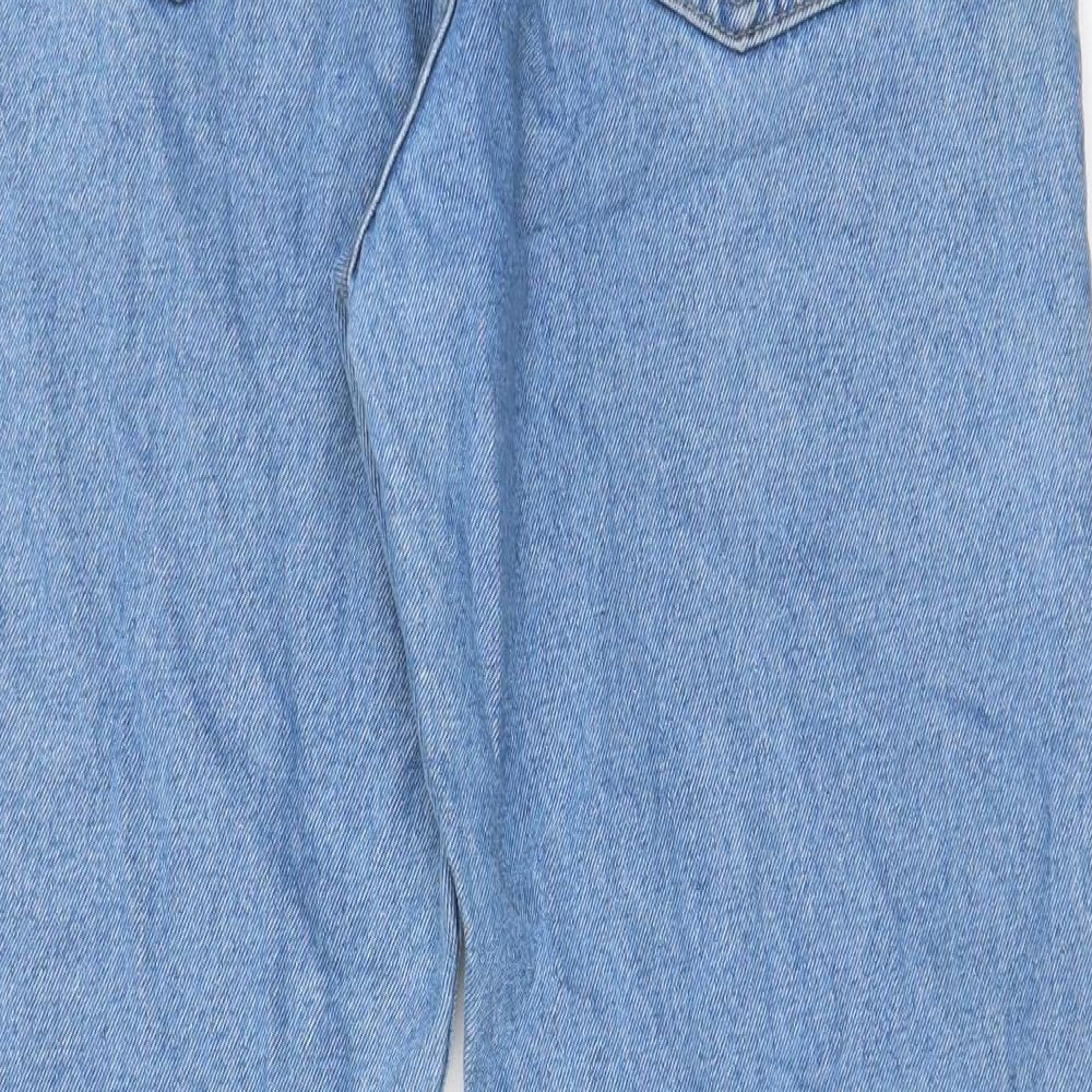 Marks and Spencer Mens Blue Cotton Straight Jeans Size 32 in L29 in Regular Zip - Short Leg