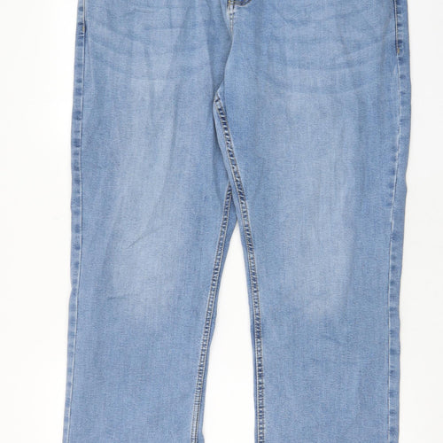 Jacamo Mens Blue Cotton Straight Jeans Size 42 in L29 in Regular Zip - Short Leg