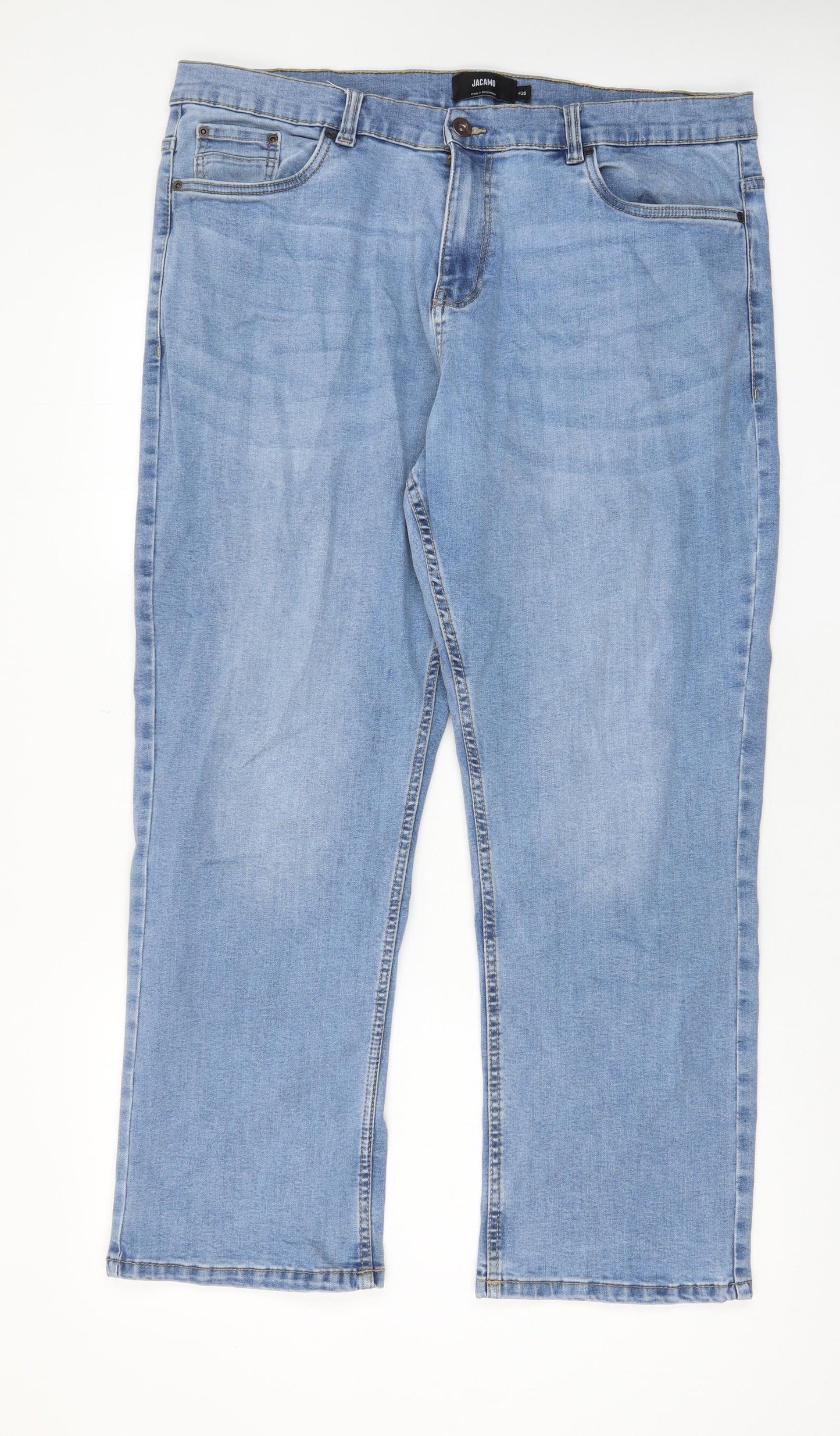 Jacamo Mens Blue Cotton Straight Jeans Size 42 in L29 in Regular Zip - Short Leg