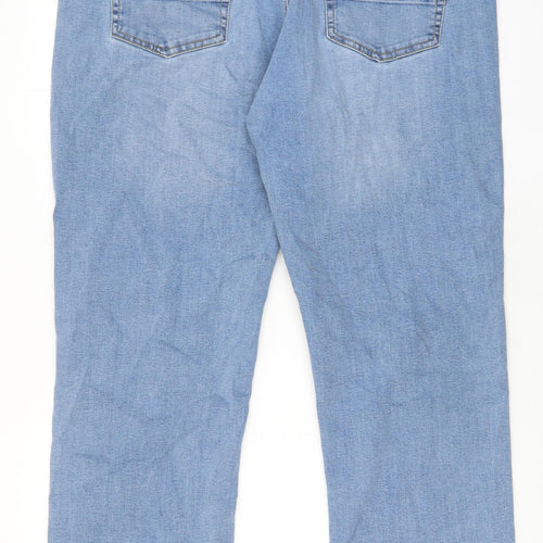 Jacamo Mens Blue Cotton Straight Jeans Size 42 in L29 in Regular Zip - Short Leg