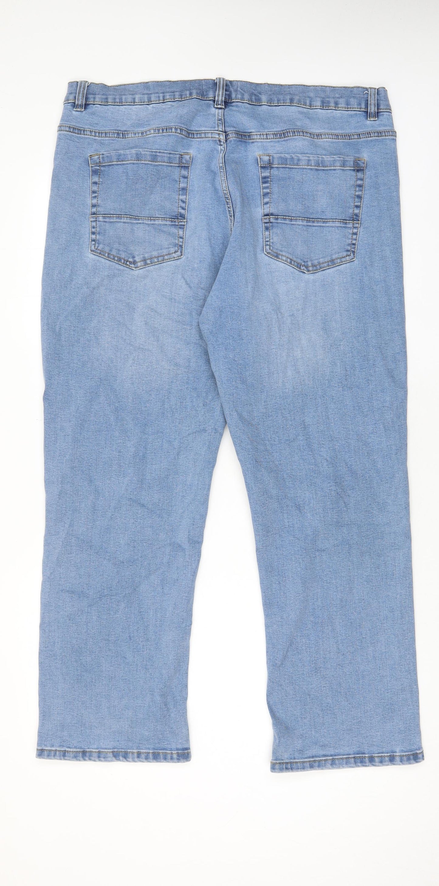 Jacamo Mens Blue Cotton Straight Jeans Size 42 in L29 in Regular Zip - Short Leg