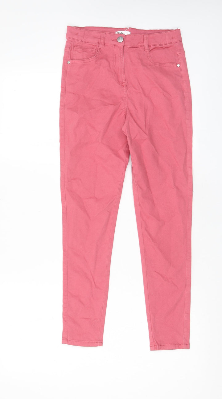 M&Co Girls Pink Cotton Skinny Jeans Size 11-12 Years L25 in Regular Zip - Pockets
