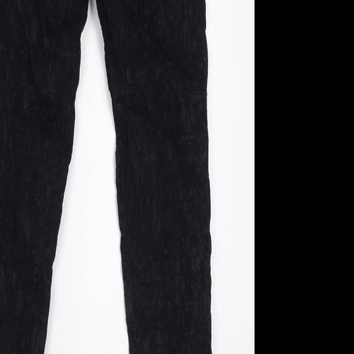 H&M Womens Black Paisley Cotton Trousers Size 8 L31 in Regular Zip