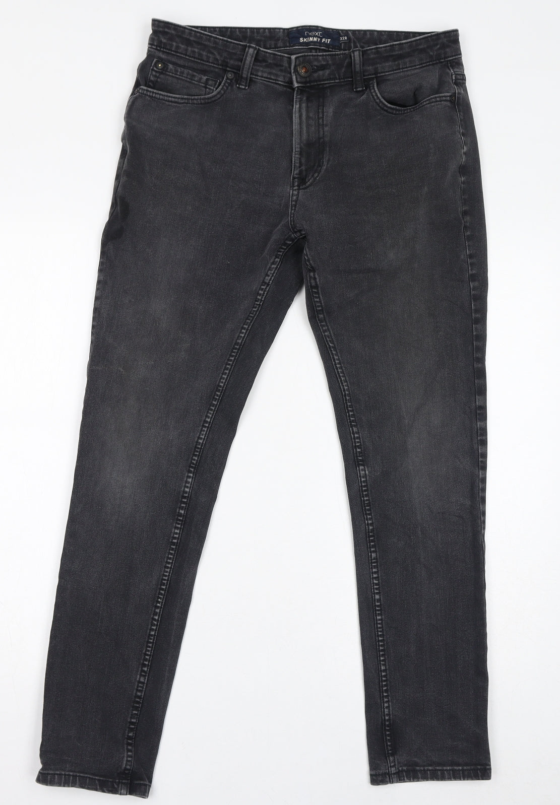 NEXT Mens Grey Cotton Skinny Jeans Size 32 in L31 in Regular Zip