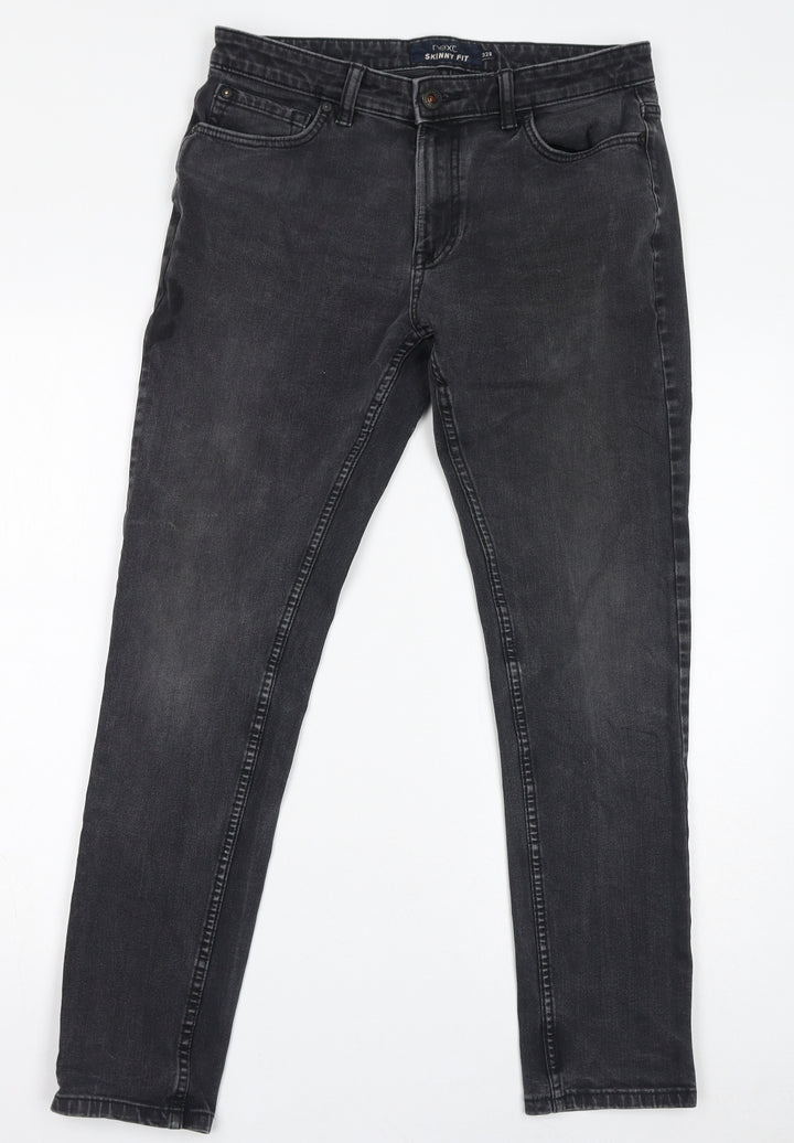 NEXT Mens Grey Cotton Skinny Jeans Size 32 in L31 in Regular Zip