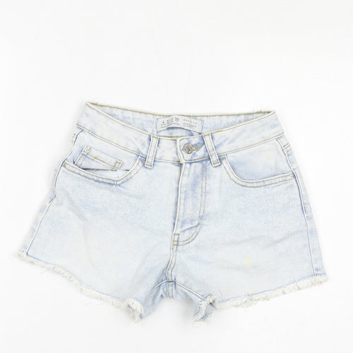 Denim & Co. Womens Blue Cotton Cut-Off Shorts Size 4 L3 in Regular Zip - Distressed Hem