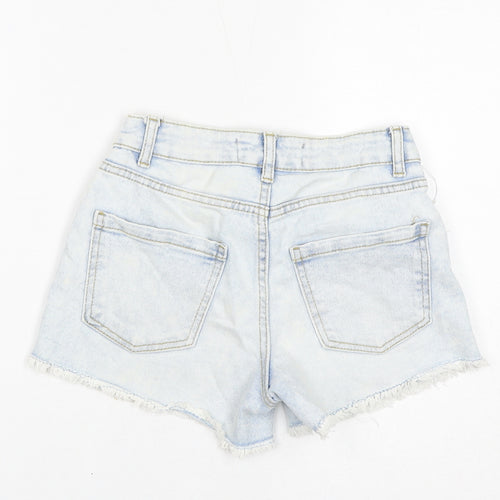Denim & Co. Womens Blue Cotton Cut-Off Shorts Size 4 L3 in Regular Zip - Distressed Hem