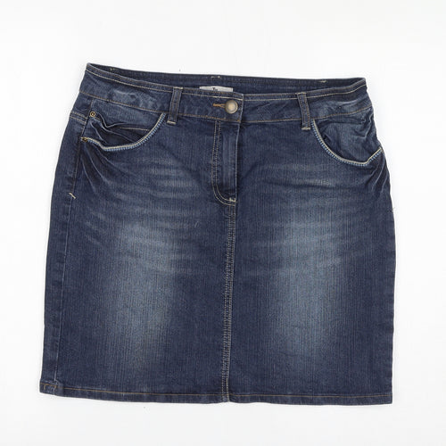 TU Womens Blue Cotton A-Line Skirt Size 12 Zip