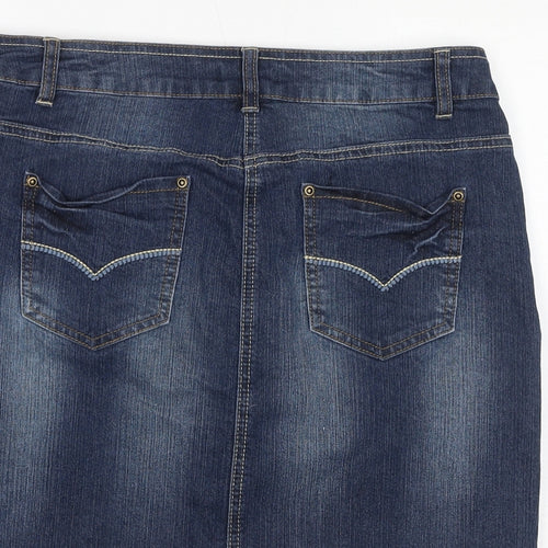 TU Womens Blue Cotton A-Line Skirt Size 12 Zip
