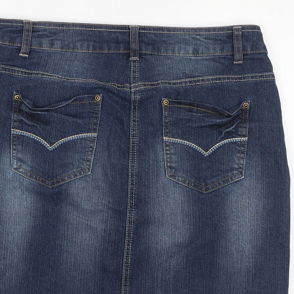 TU Womens Blue Cotton A-Line Skirt Size 12 Zip
