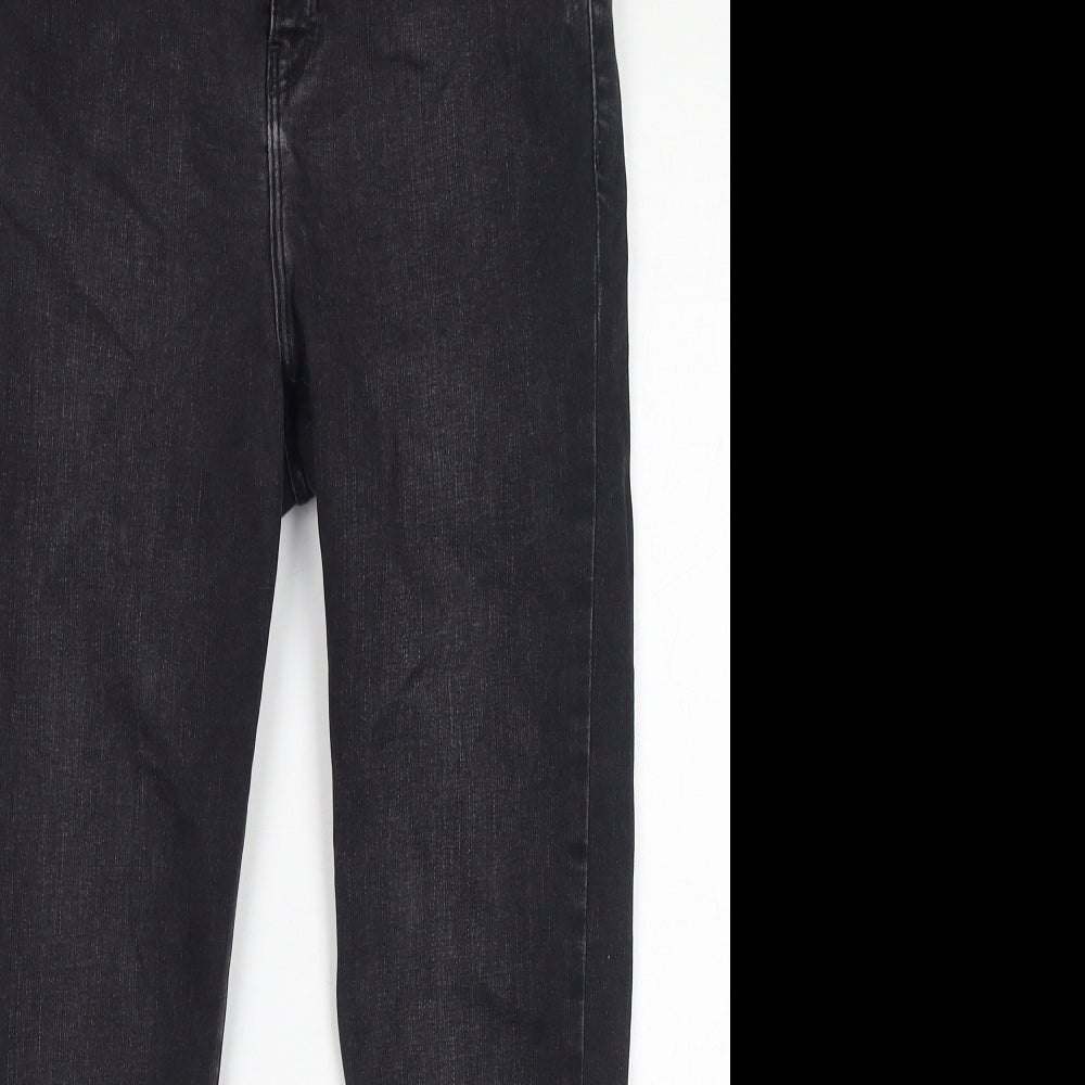 New Look Womens Black Cotton Skinny Jeans Size 12 L24 in Regular Zip - Distressed Hem, Cropped