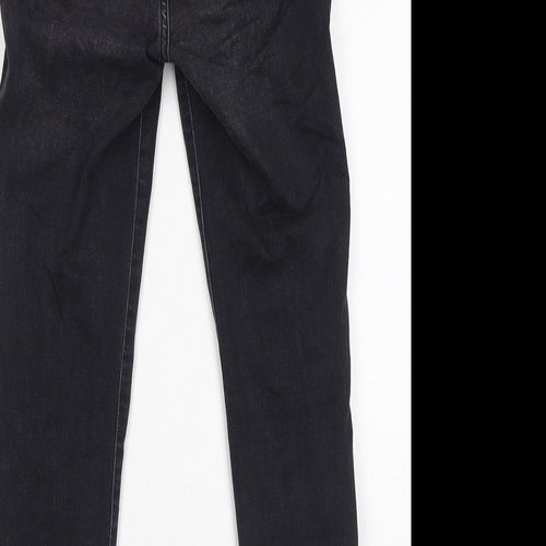 New Look Womens Black Cotton Skinny Jeans Size 12 L24 in Regular Zip - Distressed Hem, Cropped