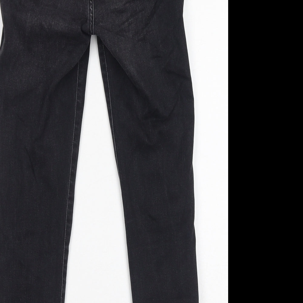 New Look Womens Black Cotton Skinny Jeans Size 12 L24 in Regular Zip - Distressed Hem, Cropped