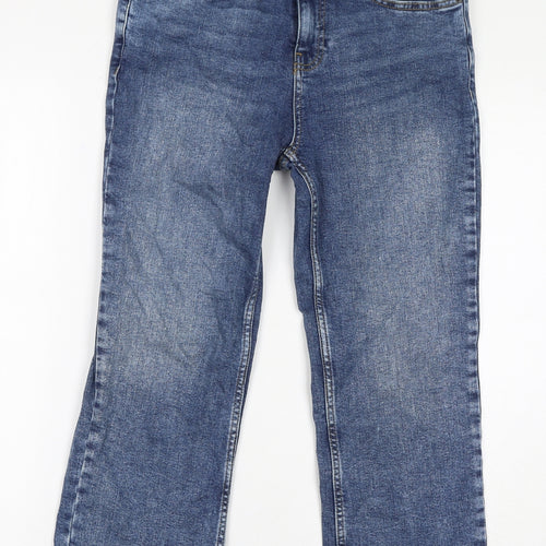 Fat Face Womens Blue Cotton Straight Jeans Size 10 L24 in Regular Zip