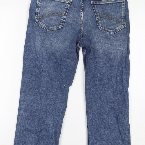Fat Face Womens Blue Cotton Straight Jeans Size 10 L24 in Regular Zip