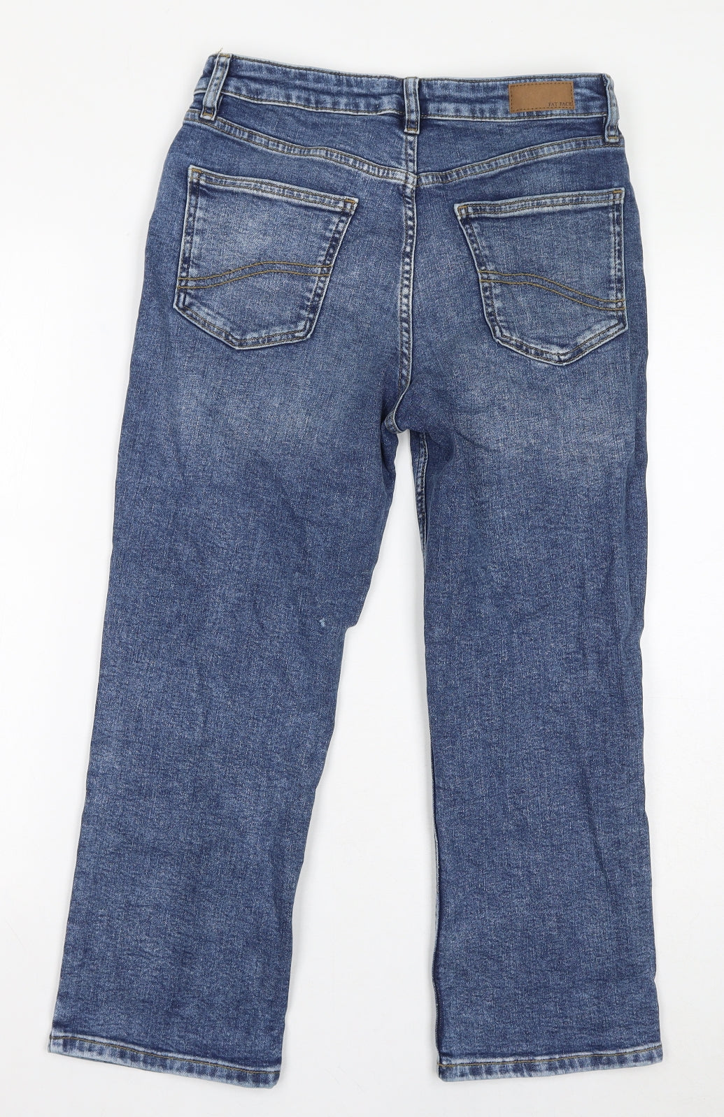 Fat Face Womens Blue Cotton Straight Jeans Size 10 L24 in Regular Zip