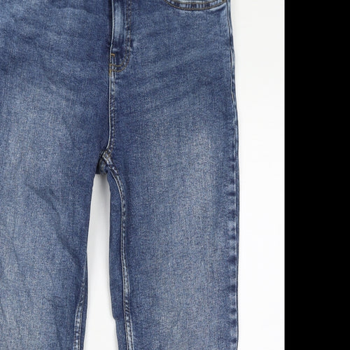 Fat Face Womens Blue Cotton Straight Jeans Size 10 L24 in Regular Zip