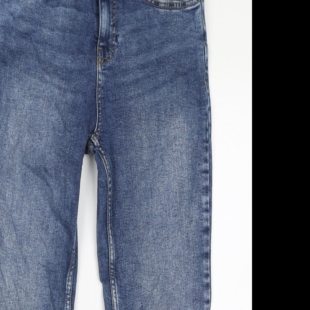 Fat Face Womens Blue Cotton Straight Jeans Size 10 L24 in Regular Zip
