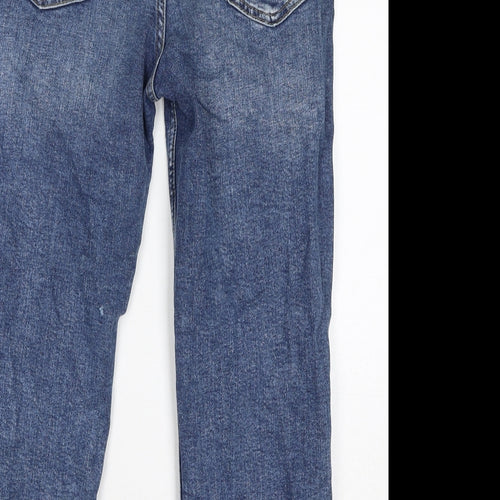 Fat Face Womens Blue Cotton Straight Jeans Size 10 L24 in Regular Zip
