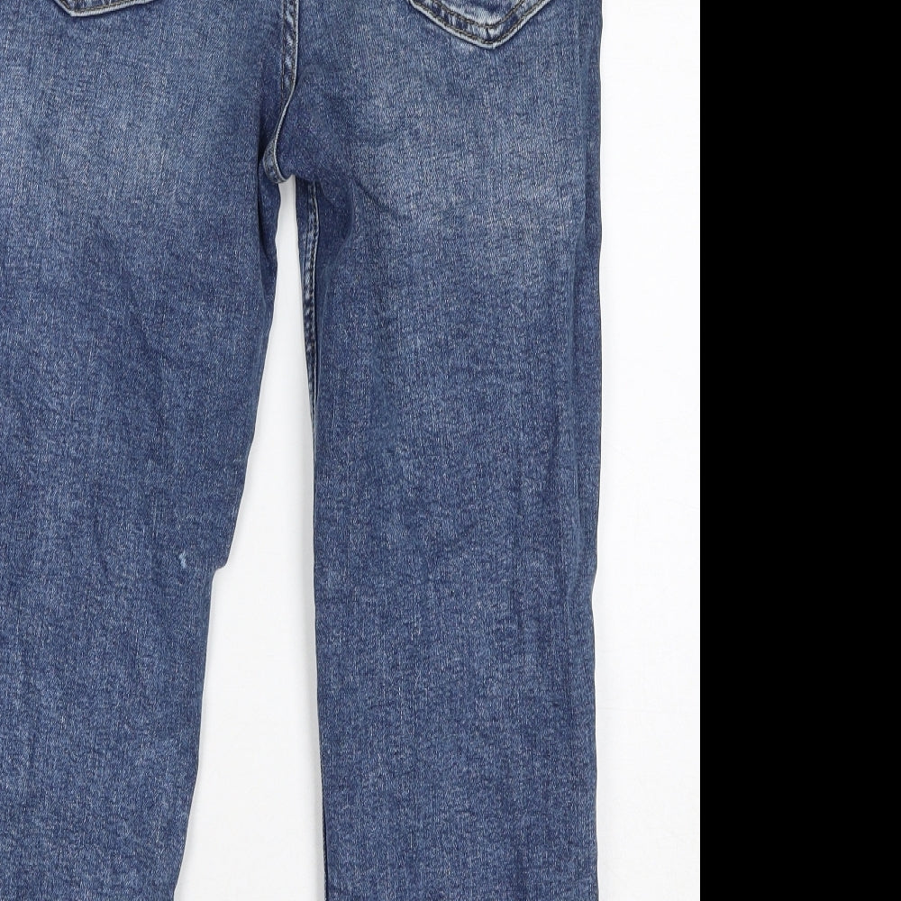 Fat Face Womens Blue Cotton Straight Jeans Size 10 L24 in Regular Zip