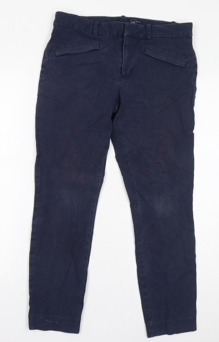 Gap Womens Blue Cotton Chino Trousers Size 8 L27 in Regular Zip