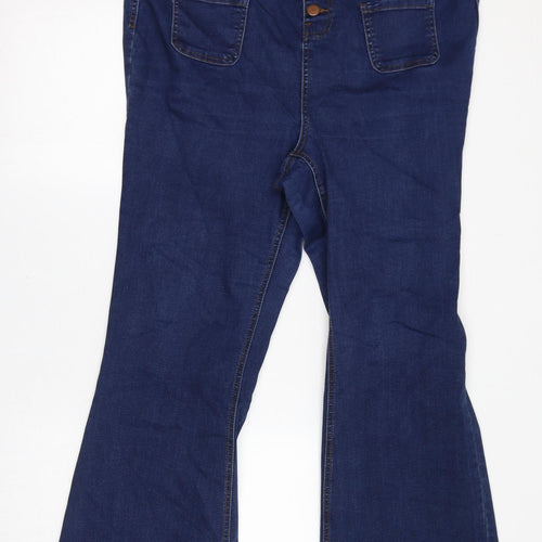 Euro Womens Blue Cotton Flared Jeans Size 24 L30 in Regular Button