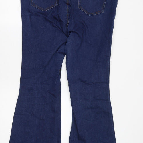 Euro Womens Blue Cotton Flared Jeans Size 24 L30 in Regular Button