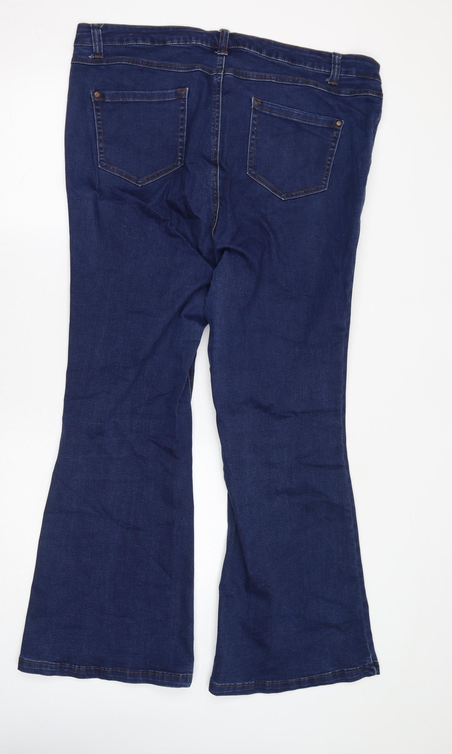 Euro Womens Blue Cotton Flared Jeans Size 24 L30 in Regular Button