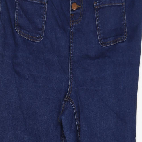 Euro Womens Blue Cotton Flared Jeans Size 24 L30 in Regular Button