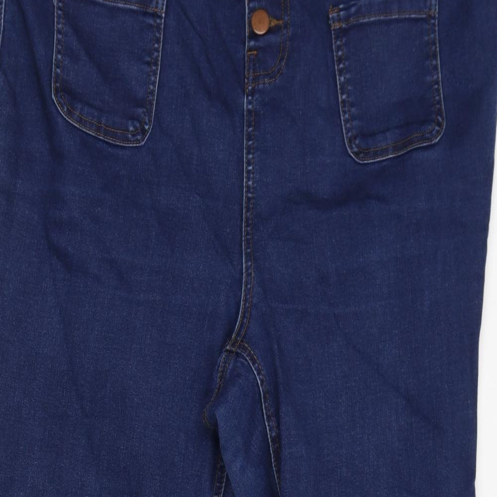 Euro Womens Blue Cotton Flared Jeans Size 24 L30 in Regular Button