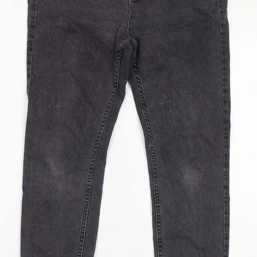 Marks and Spencer Womens Grey Cotton Skinny Jeans Size 12 L25 in Regular Zip