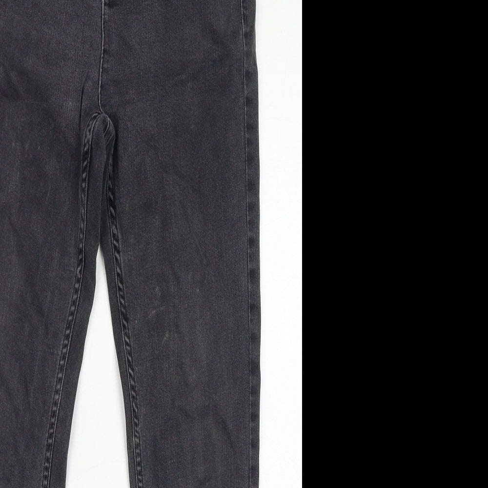 Marks and Spencer Womens Grey Cotton Skinny Jeans Size 12 L25 in Regular Zip