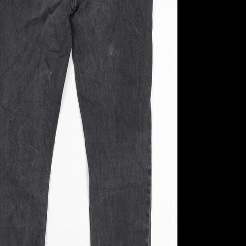 Marks and Spencer Womens Grey Cotton Skinny Jeans Size 12 L25 in Regular Zip