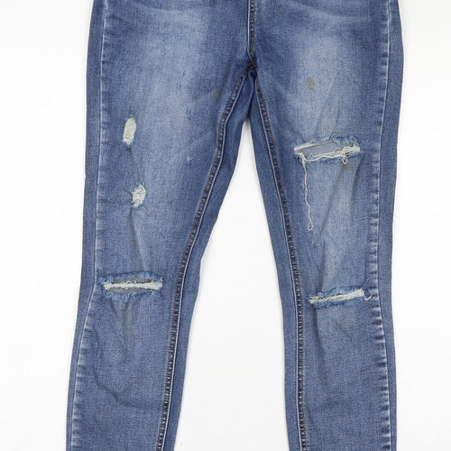 Missguided Womens Blue Cotton Skinny Jeans Size 10 L29 in Regular Zip