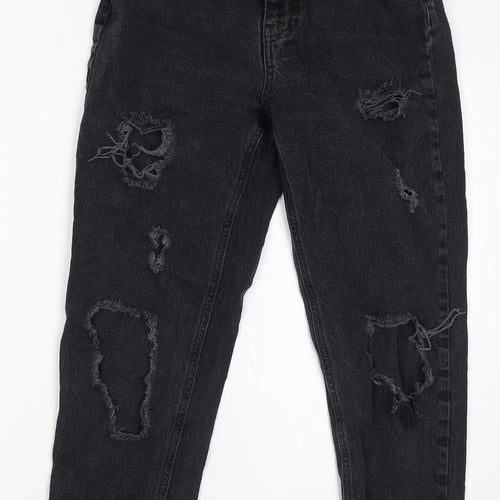 Denim & Co. Womens Black Cotton Mom Jeans Size 6 L28 in Regular Zip