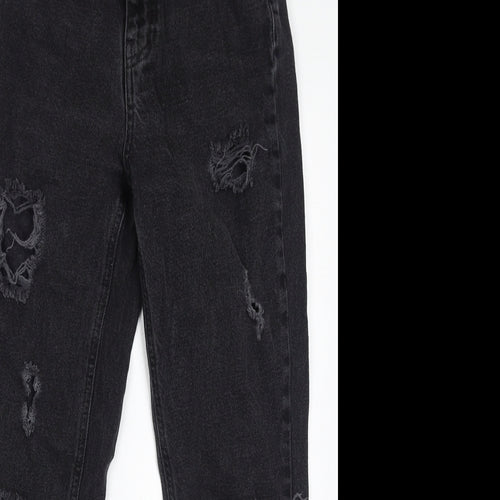 Denim & Co. Womens Black Cotton Mom Jeans Size 6 L28 in Regular Zip