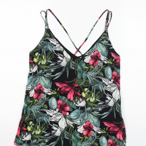 Dorothy Perkins Womens Multicoloured Floral Viscose Basic Tank Size 10 V-Neck