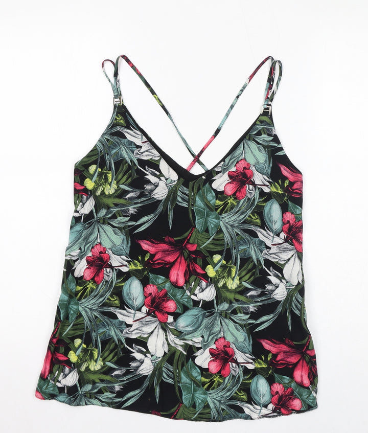 Dorothy Perkins Womens Multicoloured Floral Viscose Basic Tank Size 10 V-Neck