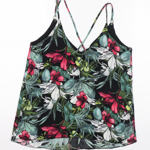 Dorothy Perkins Womens Multicoloured Floral Viscose Basic Tank Size 10 V-Neck