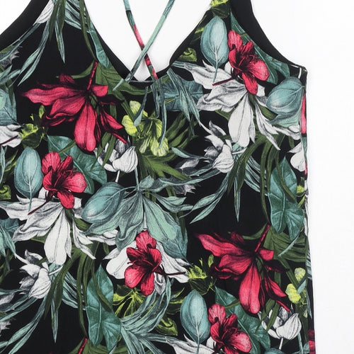 Dorothy Perkins Womens Multicoloured Floral Viscose Basic Tank Size 10 V-Neck