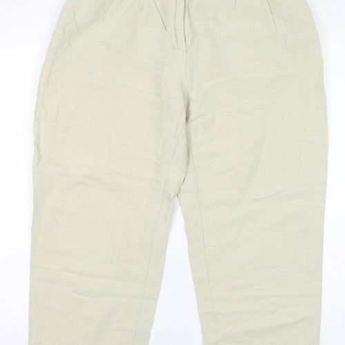 H&M Womens Ivory Viscose Trousers Size 8 L26 in Regular Zip - Cropped