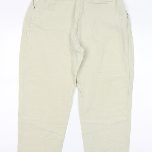 H&M Womens Ivory Viscose Trousers Size 8 L26 in Regular Zip - Cropped