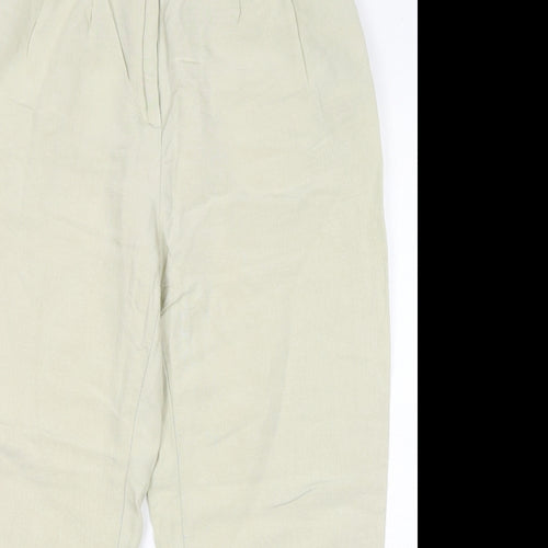 H&M Womens Ivory Viscose Trousers Size 8 L26 in Regular Zip - Cropped
