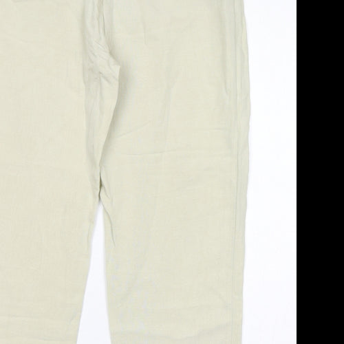 H&M Womens Ivory Viscose Trousers Size 8 L26 in Regular Zip - Cropped