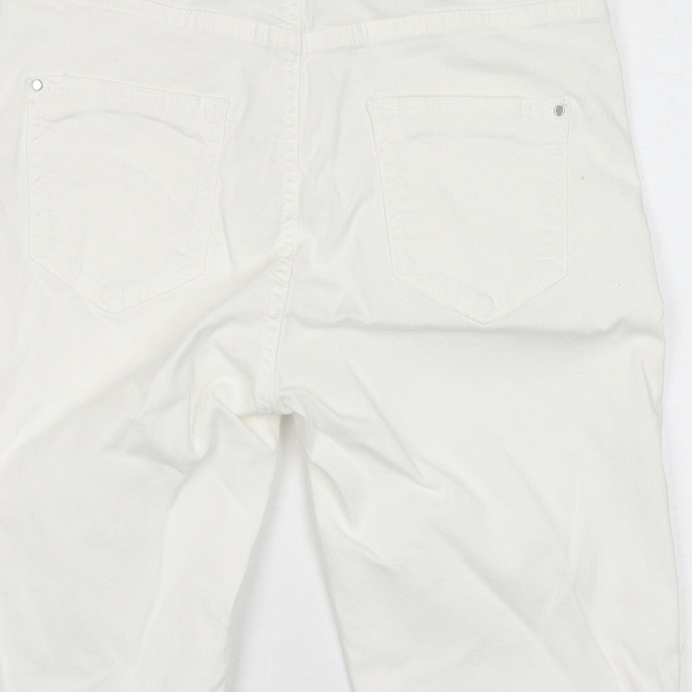 Dorothy Perkins Womens White Cotton Bermuda Shorts Size 10 L11 in Regular Zip - Distressed