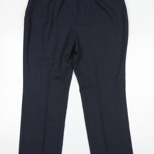 Classic Womens Blue Polyester Trousers Size 18 L30 in Regular Zip